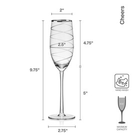 Mikasa Cheers Set of 4 Platinum Rim Champagne Flutes, 8 Ounce