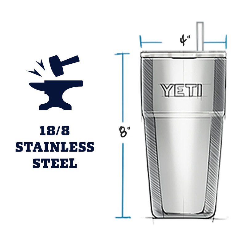 YETI Rambler 26 oz Straw Cup, Vacuum Insulated, Stainless Steel