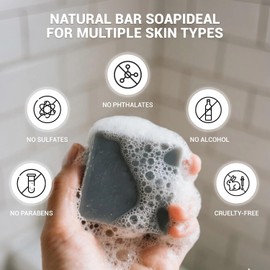 Rinse & Robust Ocean Charcoal Bar Soap Gift Set for Men Deep Cleansing, 5.3 oz | 4 Bars