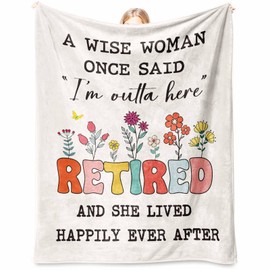 Retirement Gifts for Women, 50"x60" Premium Flannel Blanket with 'I'm Outta Here' Slogan | Soft Machine-Washable Throw Happy Retirement Gifts Idea for Teachers, Friends, Colleagues & Retirees