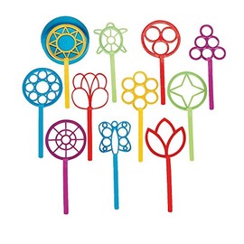 Super Fun Bubble Wand Assortment (1 Dozen) Summer Fun, Children's Bubble Supplies, Arts & Crafts