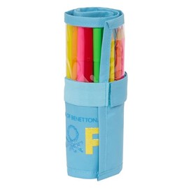 Safta Benetton Spring - Useful Roll-up Pencil Case Included, Pencil Case for Kids, Ideal for Children from 5 to 14 Years, Comfortable and Versatile, Quality and Strength, 7 x 20 cm, Sky Blue