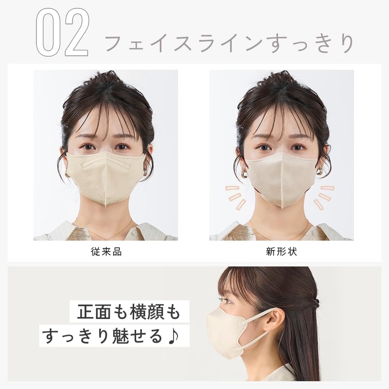 Iris Ohyama RN-FA10MW Fashionable Mask, 3D, Normal, Wide Size, Pack