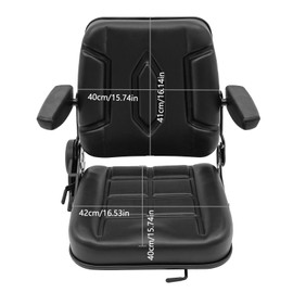 220.46 lbs Forklift Seat, Tractor Seat, Forklift Seat with Armrest,Universal Seat Replacement PU, Metal Iron, PU Foam for forklifts, tractors, bulldozers(BLACK)