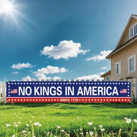 No Kings in America Banner Since 1776 No Kings Flag Outdoor Garden Yard Sign Decoration 120" x 20"