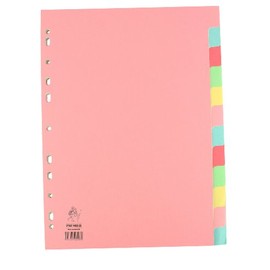 Rexel Whitebox A4 Manilla Divider 12-Part Pink With Multi-Colour Tabs
