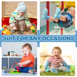 ELUTONG Baby Boys Socks with Grip Non Slip Toddler Sock Anti Skid Crew Socks for 3-5 Years Babies Infants Kids(12 Pairs)