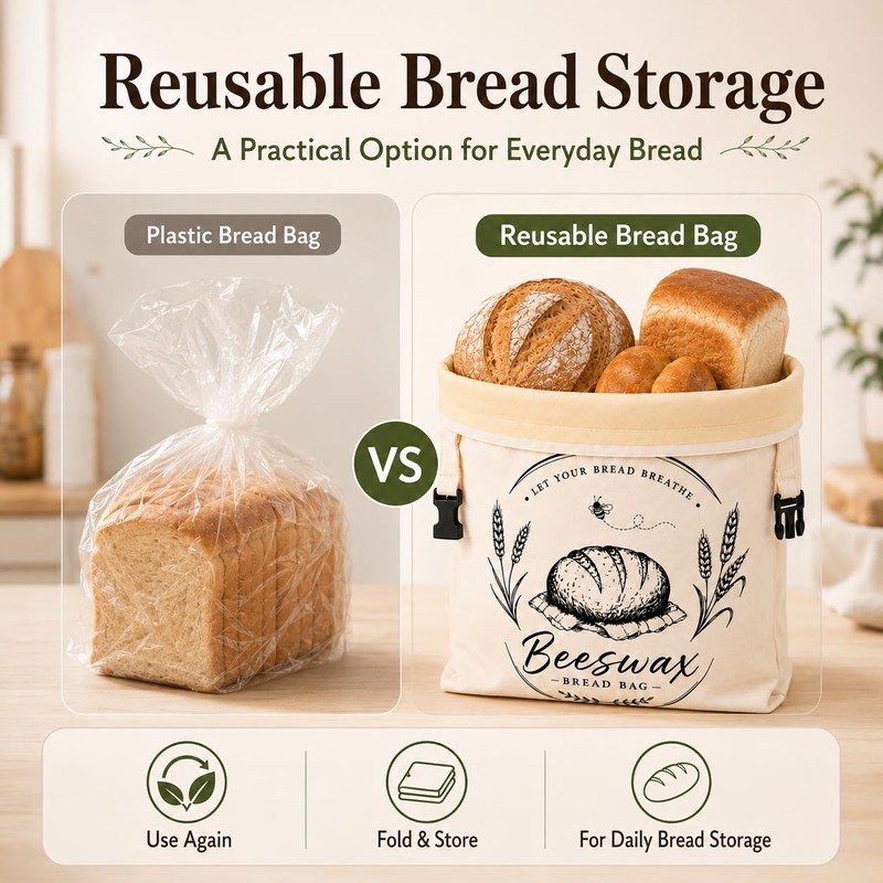 2 Pack Beeswax Bread Bags with Removable Liners