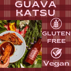 Poi Dog - Guava Katsu Sauce - Tropical Umami-Rich BBQ and Dipping Sauce - Japanese Style With Miso, Ginger, & Tomatoes - Vegan, Gluten Free, Plant Based, Low Calorie & Carb - 12 oz Glass Bottle