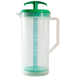 JBK Pottery - Mixing Pitcher for Drinks, Plastic Water Pitcher with Lid and Plunger with Angled Blades, Easy-Mix Juice Container, 2-Quart Capacity (Green, One)