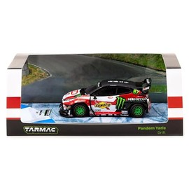 Tarmac Works Yaris #87 Red and White with Black Top and Graphics Pandem Drift Car Hobby64 Series 1/64 Diecast Model Car T64-080-MON