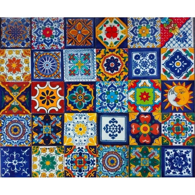 Escanver 40 Piezas Azulejo De Talavera 10x10 Cm Diferentes Colores