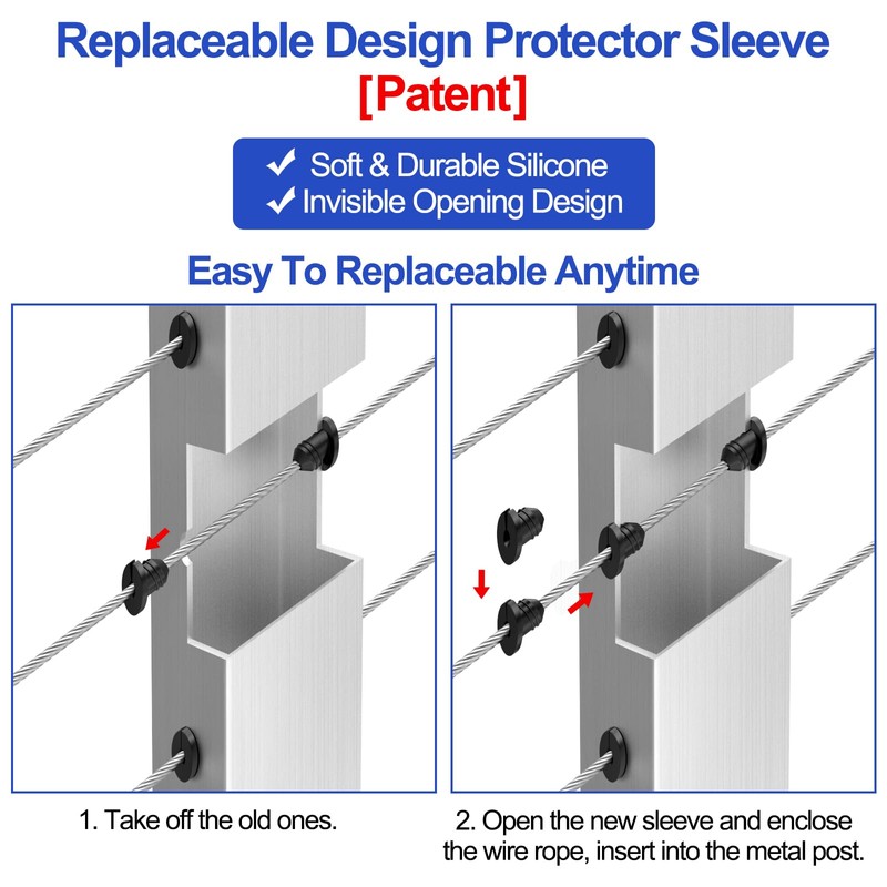 CKE 100 Pack 30 Degree Replaceable Cable Railing Rubber Grommets