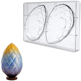 Martellato 21U505 Philip Khoury Clear Polycarbonate Blossom Chocolate Mold; Makes One 3-D Textured Egg 105mm Diameter x 165mm High
