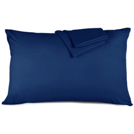 Hafaa Pillow Cases 2 Pack Brushed Microfiber Plain Navy Pillowcases with Envelop Closure – Wrinkle & Fade Resistant Pillow Cover, 50x75 cm