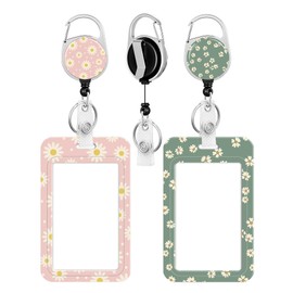2 Pack Badge Holder and Heavy Duty Retractable Reel, ID Badge Holders with Retractable Clip for Nurse Teacher Student Office Women Men