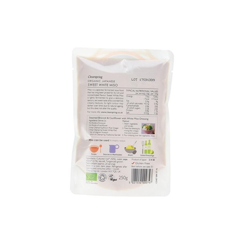 Clearspring Organic Sweet White Miso 250 g (Pack of 2)