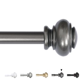 H.VERSAILTEX Curtain Rods for Windows 16.2 to 28.2 Inches 3/4 inch Diameter Adjustable Decorative Telescoping Curtain Rod with Brackets Heavy Duty Splicing Curtain Rods with Classic Finials, Pewter