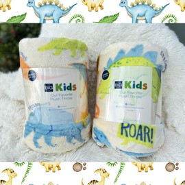 Dinosaur Kids Throw Blanket | Plush Soft Lightweight | Oversized 5' x 6' | (Dinos) for Boys & Girls