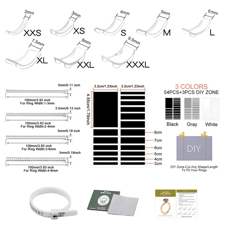 YPYMOD Ring Size Adjuster Set, Ring Sizer, Ring Spacer, Invisible