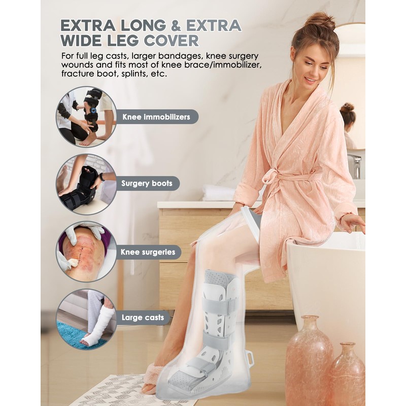 Waterproof Extra Wide Full Leg Cast Cover for Shower after