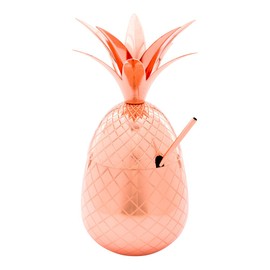 24-OZ Pineapple Drink Tumbler: Perfect for Bars, Restaurants, and Catered Events - Copper Drink Cup with Silver Stainless Steel Interior Lining and Straw Slot - 1-CT - Restaurantware