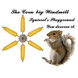 Windmill Squirrel Feeder for Outside, Squirrel Toys, JZDF Squirrel Spinner Feeder,Corn Cobs for Squirrels, Easy to Fill Corn Cob, Pinecone Chipmunk Feeder