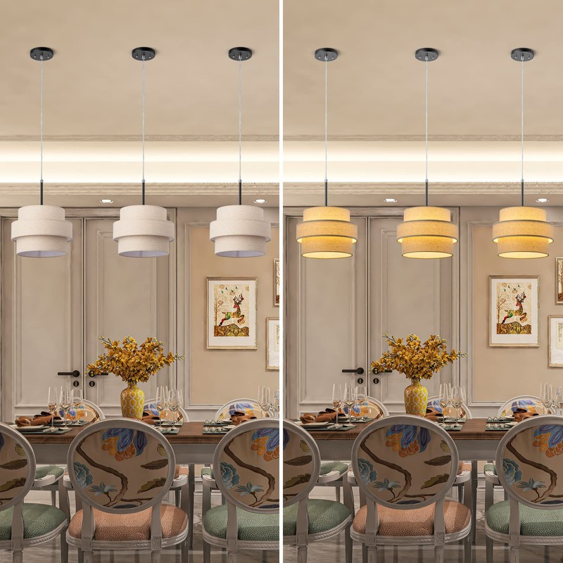 ELFCAB 3-tier Drum Lamp Shade for Pendant Lighting Floor Lamps
