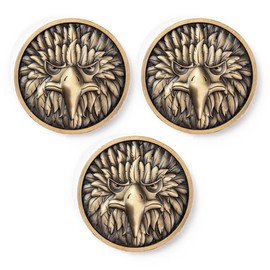 Eye of The Lord Eagle Christian Challenge Coin - Pack of 3 Bulk - Antique Gold-Color Plated, 1.75 Inch - Inspiring Faith and Protection - Great Gift for Men, Women, Boys, and Girls for Christians