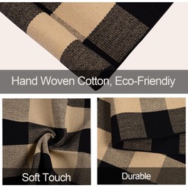 Black and Tan Front Porch Rug 2x4.3,Buffalo Plaid Outdoor Doormat Cotton Woven Machine Washable Front Door Mat Carpet for Porch,Entryway,Home Entrance
