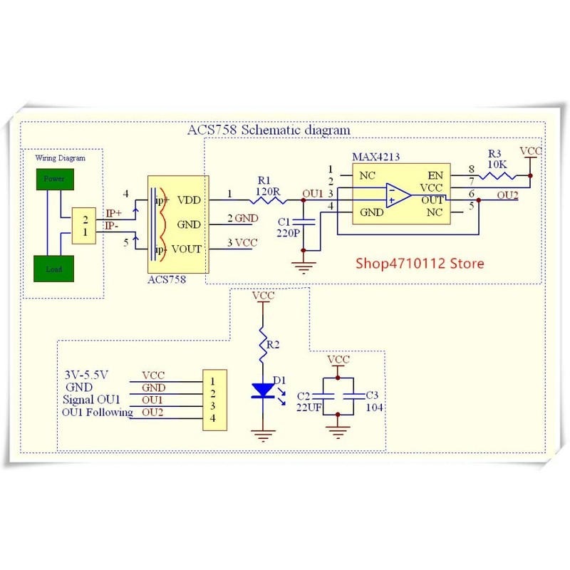 Hailege ACS758 ACS758LCB-050B-PFF-T 50A Linear Current Sensor ACS758LCB Current Module