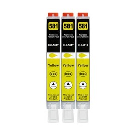 3 XXL Printer Cartridges Compatible with CLI-581 Y Yellow for Canon PIXMA TS705 TS6150 TS6250 TS6350 TR7550 TR8550 TS8150 TS8250 TS8350 TS9150 TS9550 TS6151 TS622 51 TS6 5351 TS8151 TS8152 TS8251