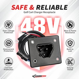 CASISPRO 48V Golf Cart Charger Receptacle for EZGO RXV & TXT 2008-UP Delta-Q, EZGO Charging Port with Wires, OEM# 602529