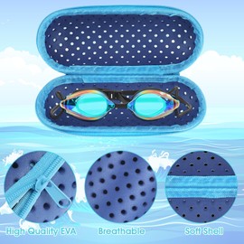 HJZHII Swim Goggle Case For Swimming Goggles, Portable EVA Goggles Case Drain Hole Zipper Protective Cases for Swim(Blue)