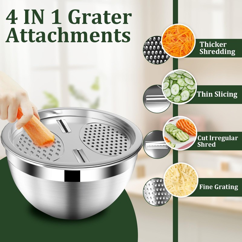 Nicdiet Mixing Bowls with Lids Set, 16PCS Stainless Steel Mixing