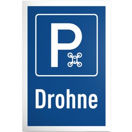 DankeDir! Parking Drone - 30 x 20 cm Plastic Sign - Funny Sign for Drone Owners - Gift Idea for Technology Fans - Weatherproof Decoration for Garden and Home