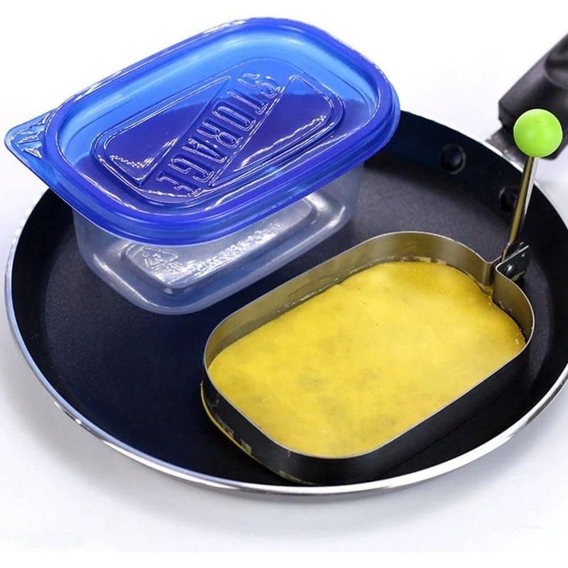 ZhangyiHot Silver Egg Ring Mold, Rectangle Crumpet Ring, Pancake Mold,