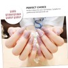 Healvian Press on Nails Women 24pcs Marble Fake Nails Long