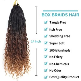 Shoobidoo 8Packs Goddess Box Braids Crochet Hair With Curly Ends 14 inch Pre-looped Bohomian Crochet Box Braids Synthetic Braiding Hair Extensions (14 inch, 1B/33/30)…