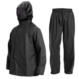 NAVIS MARINE Rain Suit PRO Workwear for Men-Waterproof Jacket&Pants Set Foul Weather Gear(Black, X-Large)