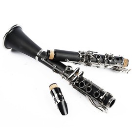 MeloCrest Clarinet Bb French 17 Key, B Flat Beginner Student Clarinet Bb Nickel-Plated for School Band Orchestra adult kid, Complete with Cases and Accessories (Rubber Wood)