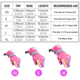Kids Ski Gloves,Zeaubim Winter Waterproof Ski Snowboard Gloves Warm Touchscreen Snow Gloves, Fits Both Boys & Girls (Pink, S(Fits Kids 8-9)