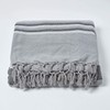 HOMESCAPES Light Grey Throw “Morocco” Cotton Textured Stripe Throw 150