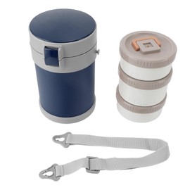TOPINCN 2L Container For Hot Food, 304 Stainless Steel Insulated Food Jar 3 Tier Lunch Box with Double Layer Vacuum Insulation Technology (Blue)
