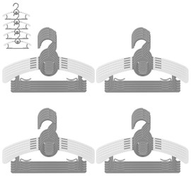 Children's Clothes Hangers, Pack of 20 Plastic Baby Hangers, Non-Slip, 28-36 cm, Extendable Children's Clothes Hangers with Trouser Stand for Baby and Toddler Clothes (Grey)