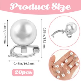 PALAY® 20Pcs Mini Pearl Hair Clips for Women Girls, 0.38in White Faux Pearl Hair Barrettes Cute Bridal Hair Accessories Brides Hair Decorations for Daily Use, Party, Wedding