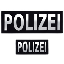 Pack of 2 Police Patches Reflective for Vest Patch on the Back Removable Embroidery Velcro Jacket Back Uniform Shoulder Bags Backpacks Jeans (1 Small + 1 Large)