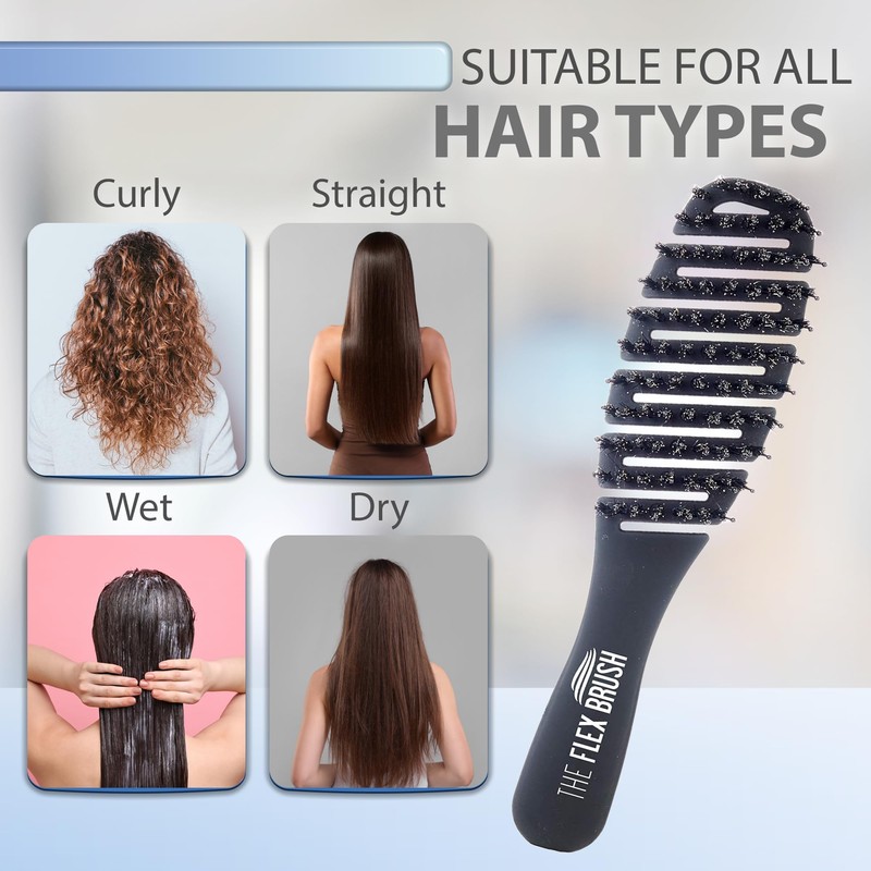 Flex Brush Vented Hair Brush for Blow Drying, Flexible Bristle
