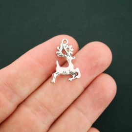Unbranded 10 Reindeer Charms Antique Silver Tone 2 Sided - SC3305