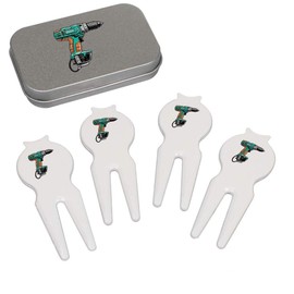Azeeda 'Electric Power Drill' Golf Divot Tool/Repair Fork Gift Set (GO00060911)
